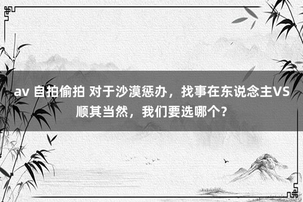 av 自拍偷拍 对于沙漠惩办，找事在东说念主VS顺其当然，我们要选哪个？